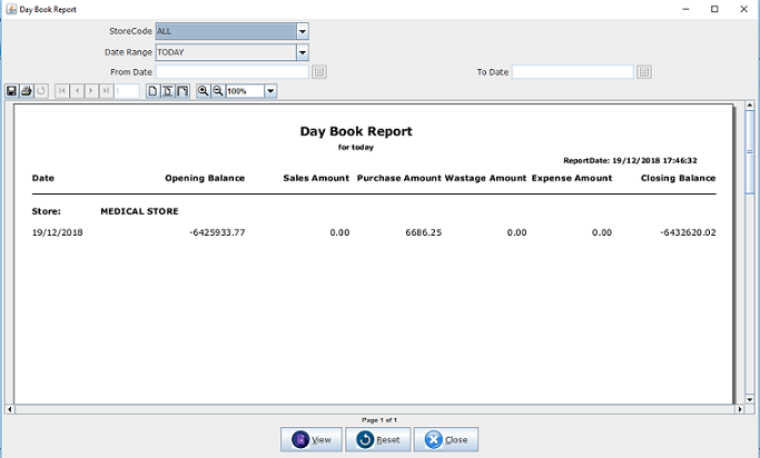 Meddoz Software Reporting Module - Day Book