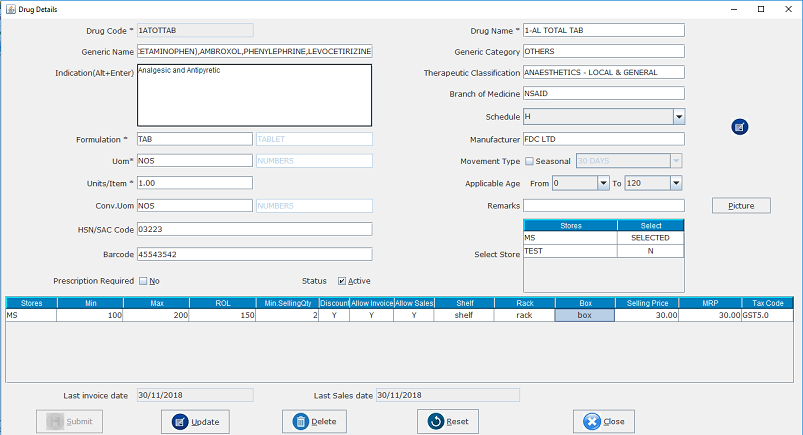 Meddoz Software Master Setup - Drugs