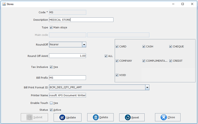 Meddoz Software Master Setup - Stores